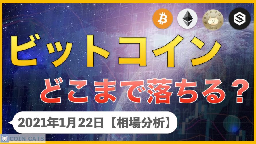 【BTC、ETH、MONA、IOST】仮想通貨市場下落!ビットコインはどこまで下がる?次の買いポイントは【1月22日 相場解説】