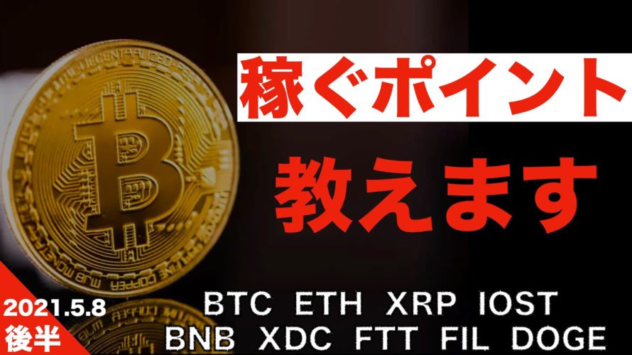 【BNB、XDC、FTT、FIL、DOGE】稼ぐポイント教えます(2021.5.8相場分析)後半