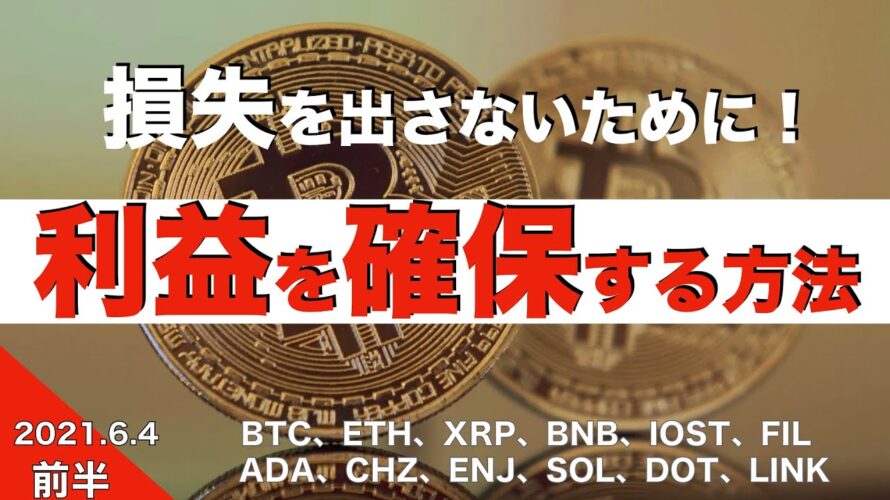 【BTC、ETH、XRP、IOST】損失を出さないために!利益を確保する方法(2021年6月4日 相場分析)前半