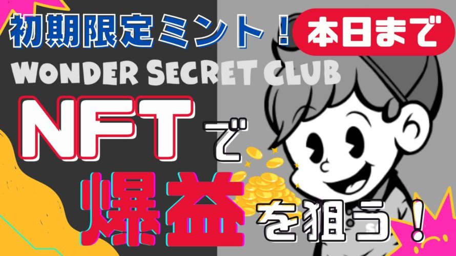 【初期限定ミント 7/7まで‼︎】海外で話題のNFTプロジェクト【WONDER SECRET CLUB】で爆益を狙おう!