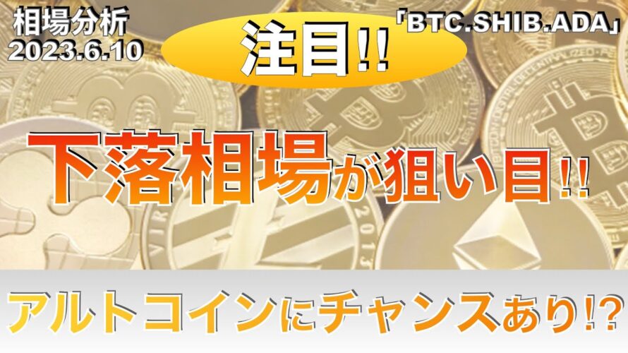【BTC,SHIB.ADA】下落相場が狙い目‼︎アルトコインにチャンスあり⁉︎(2023年6月10日 相場分析)