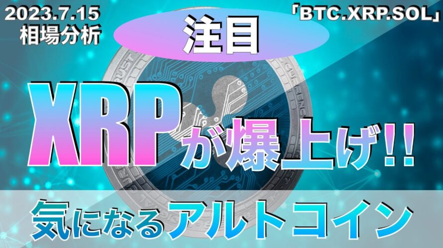 【BTC,XRP.SOL】リップルが爆上げ‼︎気になるアルトコイン(2023年7月15日 相場分析)