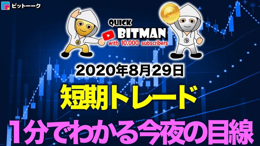 【ビットコイン クイック分析】1分でわかる今夜の目線【2020年8月29日】BTC、ビットコイン、XRP、リップル、仮想通貨、暗号資産、爆上げ、暴落