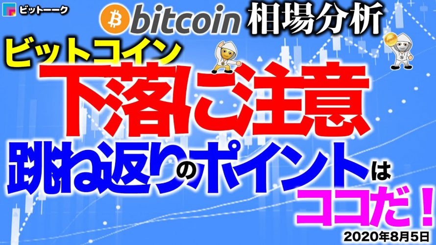 【ビットコイン 仮想通貨】下落に注意!跳ね返りのポイントはココ!【2020年8月4日】BTC、ビットコイン、XRP、リップル、仮想通貨、暗号資産、爆上げ、暴落