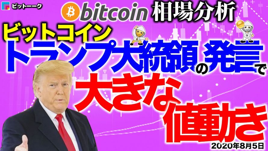 【ビットコイン 仮想通貨】トランプ大統領の発言で大きな値動きに警戒【2020年8月5日】BTC、ビットコイン、XRP、リップル、仮想通貨、暗号資産、爆上げ、暴落