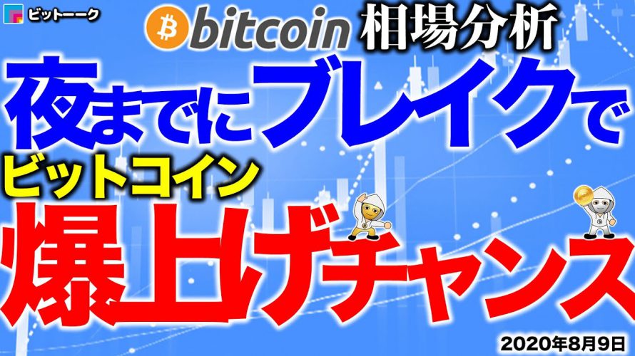 【ビットコイン 仮想通貨】夜までにブレイクでビットコイン爆上げ【2020年8月9日】BTC、ビットコイン、XRP、リップル、仮想通貨、暗号資産、爆上げ、暴落