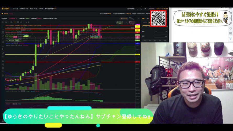 【仮想通貨】ビットコイン相場分析 三尊!?「範馬勇○郎」!?チャート出現!!大きな下落に要注意!!