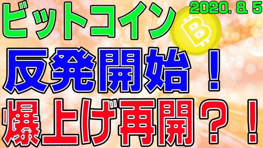 【ビットコイン】仮想通貨 反発再開!爆上げ再開か?!〈今後の値動きを初心者にもわかりやすくチャート分析〉2020.8.5