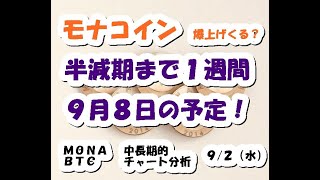 仮想通貨 モナコインの半減期まで1週間！9月8日の予定！【9月2日】MONA・BTC中長期的チャート分析