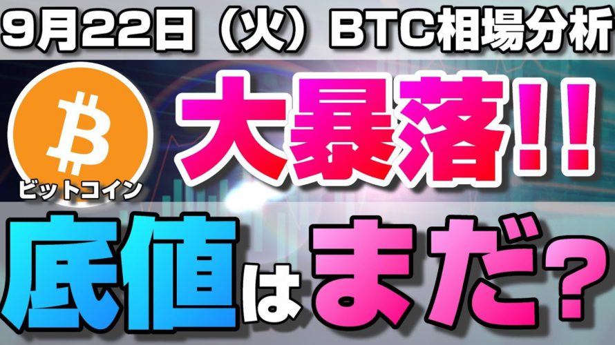 【仮想通貨】ビットコイン6万円大暴落!まだ下落する?日足から読み解く暴落後の相場と今後重要な節目ラインについて。ローソク足だけでBTCの今後の相場を分析!BTC/USD【9月22日(火)】