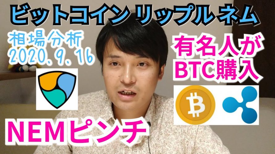 【ビットコイン,リップル,ネム】仮想通貨相場分析 有名人がBTC購入⤴️NEMピンチ!