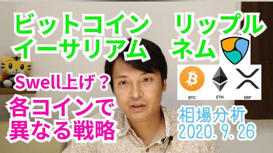 【ビットコイン,リップル,ネム,イーサリアム】仮想通貨相場分析　Swell上げ？各コインで異なる戦略