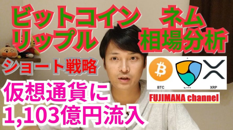 【ビットコイン,リップル,ネム】相場分析 ショート戦略!!3ヶ月で仮想通貨投信に1103億円が流入‼️