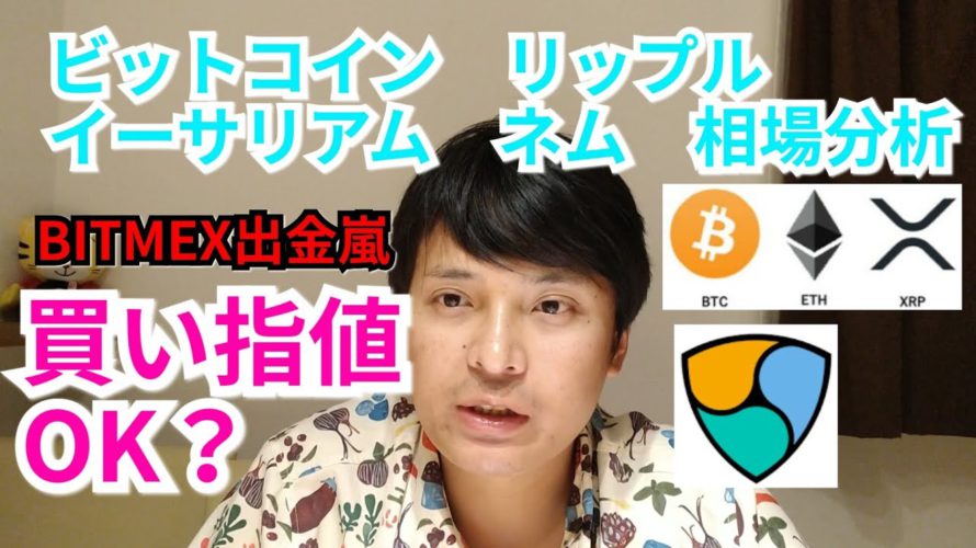 【ビットコイン,リップル,ネム,イーサリアム】仮想通貨相場分析 買い指し値はOK?