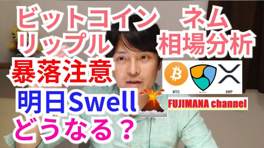 【ビットコイン,リップル,ネム】仮想通貨相場分析 暴落注意だが明日Swellでどうなる!?