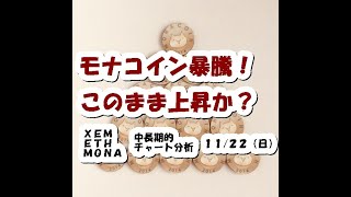 仮想通貨 モナコイン暴騰！このまま上昇？【11月22日】XEM/ETH/MONA中長期的チャート分析