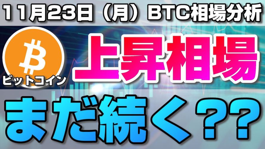 【仮想通貨】ビットコイン13万円幅の下落！上昇トレンドはまだ続く？BTCの短期的な相場のポイントと値動きについて解説！BTC/USD【11月23日（月）】