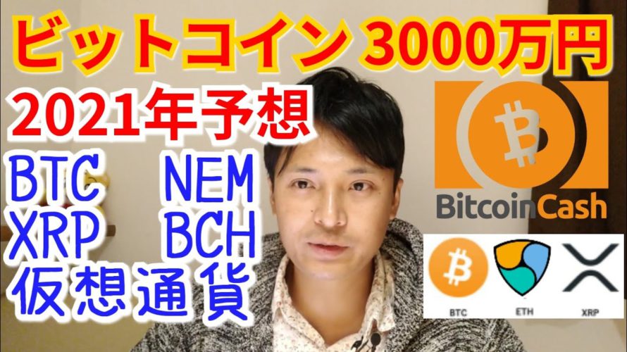 2021年末ビットコイン3000万円の予想【仮想通貨BTC, XRP, NEM, BCH相場分析】