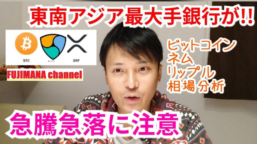 【ビットコイン,リップル,ネム】相場分析 東南アジア最大手銀行が!!急騰急落に注意
