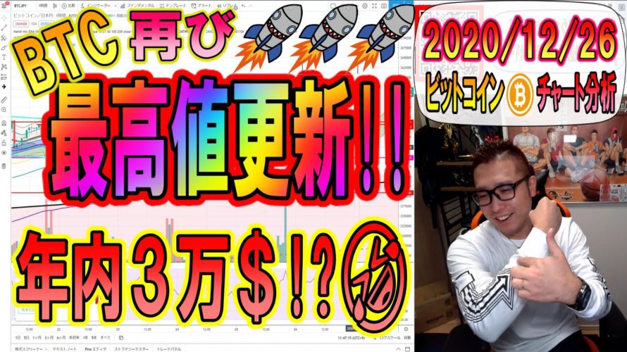【ビットコイン&リップル戦略】BTC最高値を再び更新!!年内3万ドルもあるか!?XRP下落、週足でどこまで残せるか注目!!