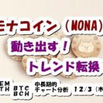 仮想通貨 モナコイン(MONA)動き出す！トレンド転換か？【12月3日】BCH/XEM/ETH中長期的チャート分析