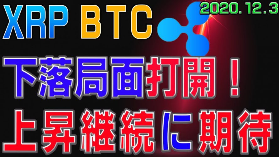 【ビットコイン＆リップル】仮想通貨　下落局面を打開。上昇継続に期待！〈今後の値動きを初心者にもわかりやすくチャート分析〉２０２０．１２．３