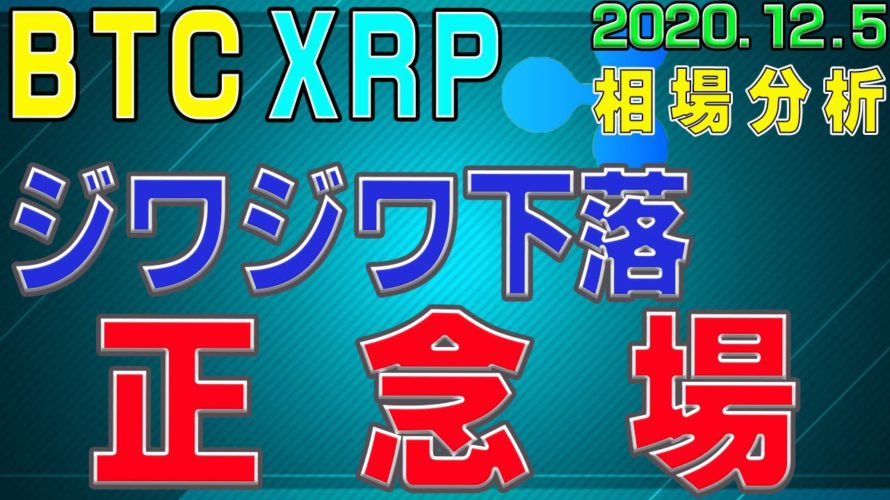 【ビットコイン&リップル】仮想通貨 ジワジワ下落中。ここが正念場。〈今後の値動きを初心者にもわかりやすくチャート分析〉2020.12.5