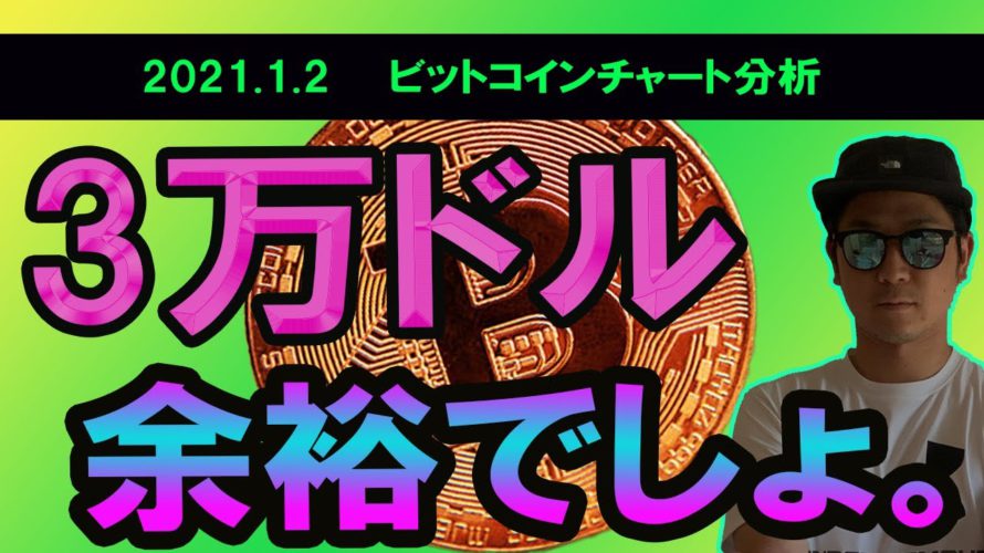 【ビットコイン分析】ビットコイン3万ドルへ!週足大陽線確定からの月足下髭作りを想定。