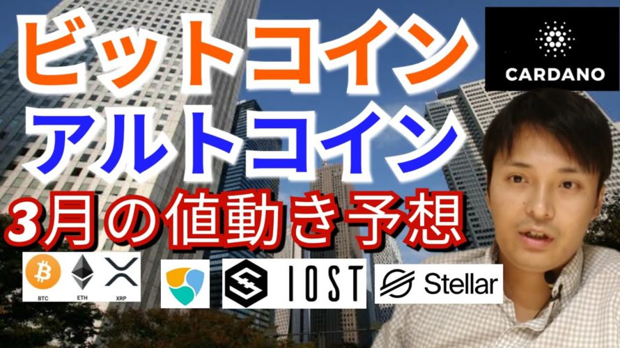 【仮想通貨BTC, ETH, XLM, XLM, NEM, IOST, ADA】ビットコイン&アルトコイン3月の値動き予想