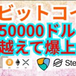 【仮想通貨BTC, ETH, XRP, XLM, MONA, NEM, IOST】ビットコイン50000ドル越えて爆上げ⁉️