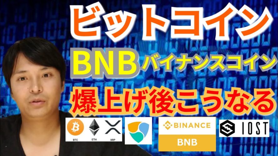 【仮想通貨BTC, XRP, BNB, ETH, NEM, IOST】ビットコイン＆バイナンスコイン爆上げ後こうなる