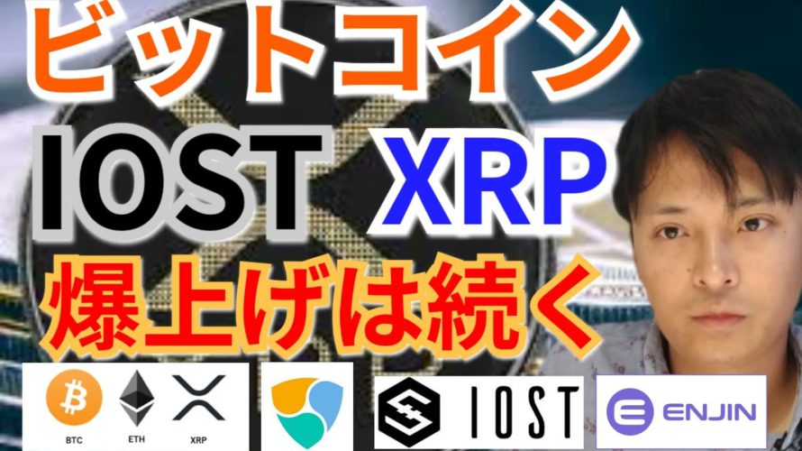 【仮想通貨BTC, ETH, XRP, IOST, NEM, ENJ】ビットコイン、リップル、IOST爆上げは続く