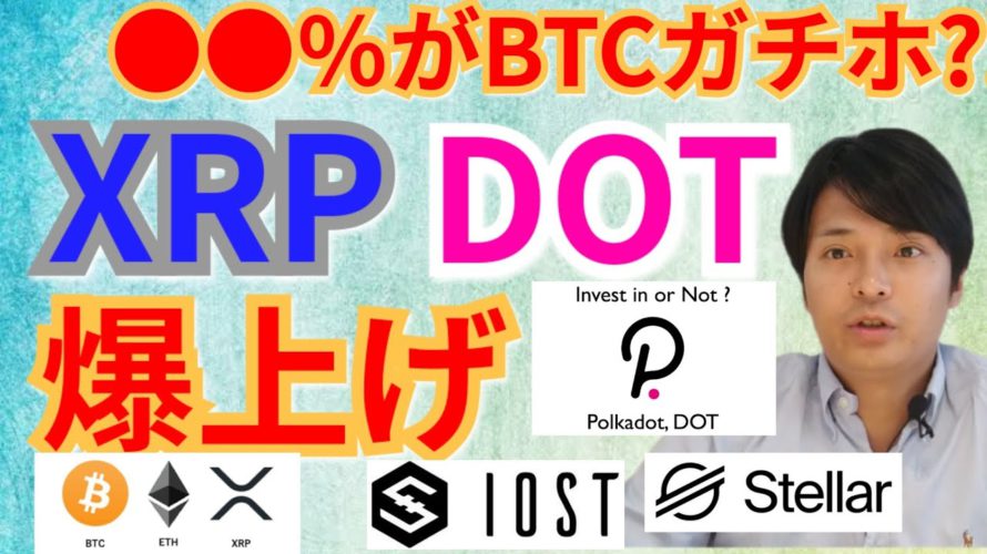 【仮想通貨BTC, ETH, XRP, XLM, IOST, DOT】●●%がビットコインをガチホ⁉️リップル&ポルカドット爆上げ‼️