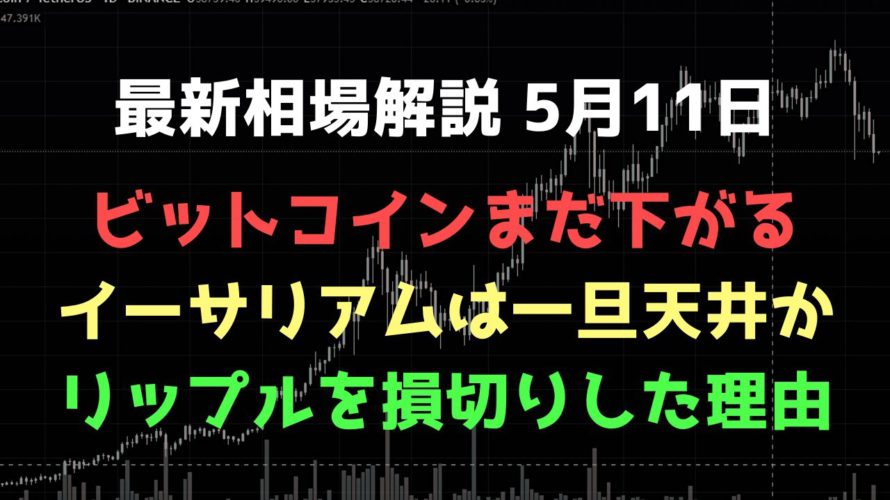 リップルを半分売りました|ビットコインまだ下がる|ビットコイン、イーサリアム、リップルの値動きを解説