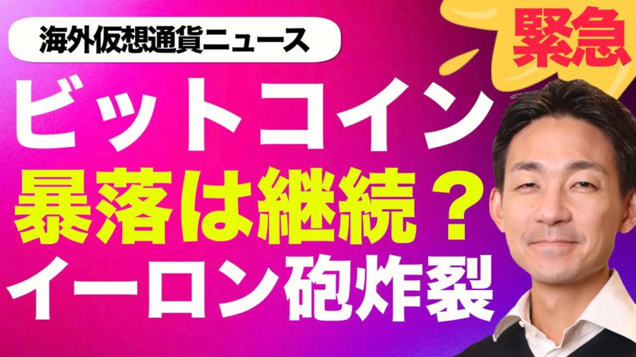 【緊急】イーロン砲炸裂!ビットコインとイーサリアムの下落が止まらない!