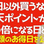 【楽天】ポイントがざくざく貯まるお得日４種を大公開！買い物する日を買えるだけの簡単お得術！