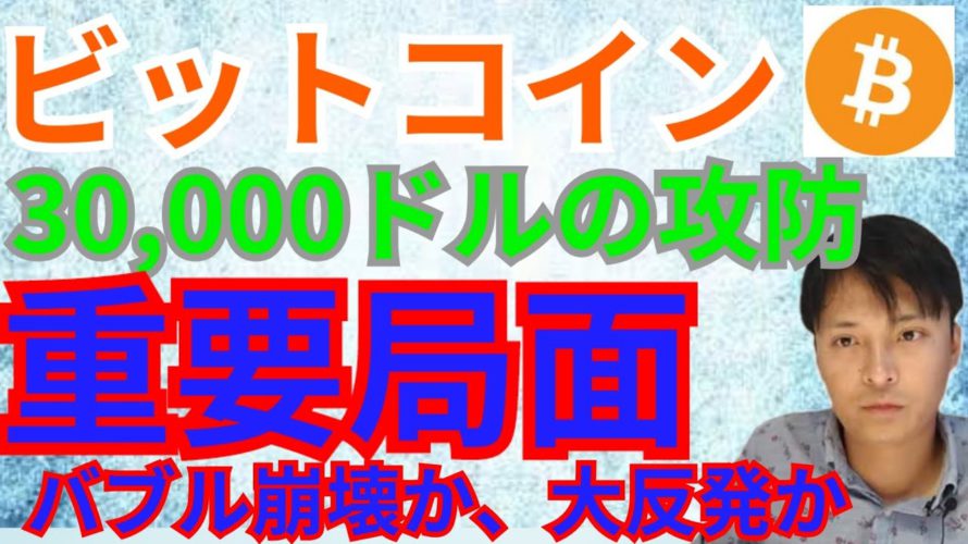 【仮想通貨BTC, XRP, ETH, IOST, BCH, LINK】ビットコイン30,000ドルの攻防⚔️バブル崩壊か、大反発か重要局面🆕️