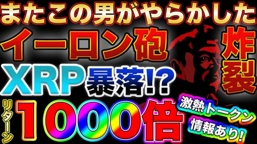 【※速報※ イーロン砲アゲイン!!】ビットコインに亀裂が!仮想通貨、そしてXRP(リップル)大暴落あるか?【仮想通貨】