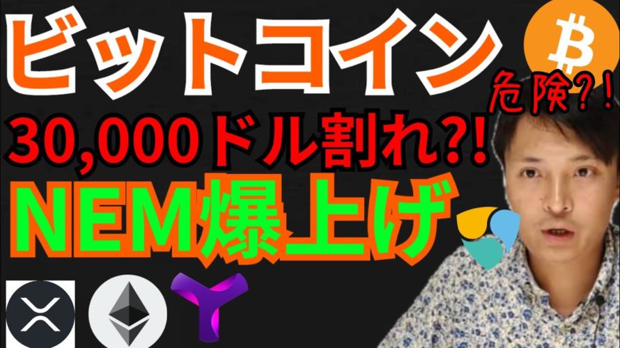 危険‼️ビットコイン30,000ドル割れ⁉️NEM爆上げだが買うべき⁉️【仮想通貨 BTC XRP ETH NEM XYM】