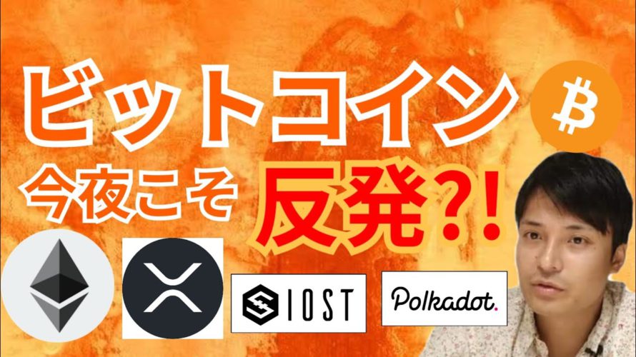 ビットコイン 今夜こそ反発⁉️【仮想通貨 BTC ETH XRP IOST DOT チャート分析】