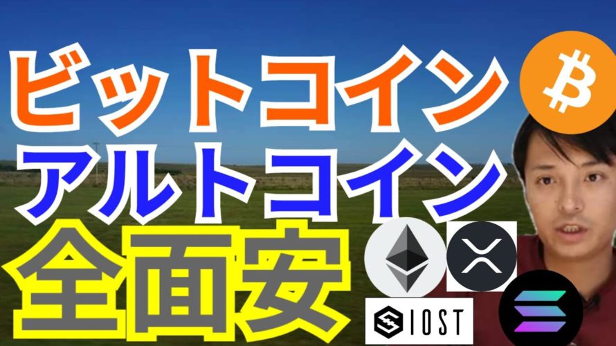 ビットコイン アルトコイン 全面安 だが悲観的になるのは早い⁉️【仮想通貨 BTC ETH XRP IOST SOL チャート分析】