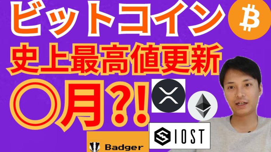ビットコイン 史上最高値 更新 は○月⁉️【仮想通貨 BTC ETH XRP IOST BADGER チャート分析】