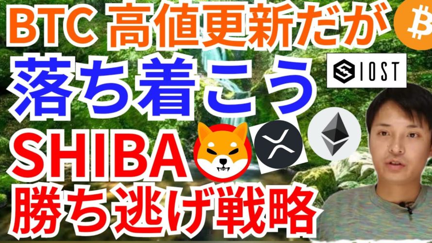 ビットコイン高値更新だが落ち着こう🌿シバイヌ勝ち逃げ戦略とは⁉️【仮想通貨 BTC ETH XRP IOST SHIB チャート分析】