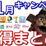 11月キャッシュレスお得情報まとめ！PayPay・auPAY・Ponta・楽天Pay・d払い・dポイント・LINEPay・TOYOTAウォレット・イオンペイ・WAON・nanaco・Tマネー・セゾン