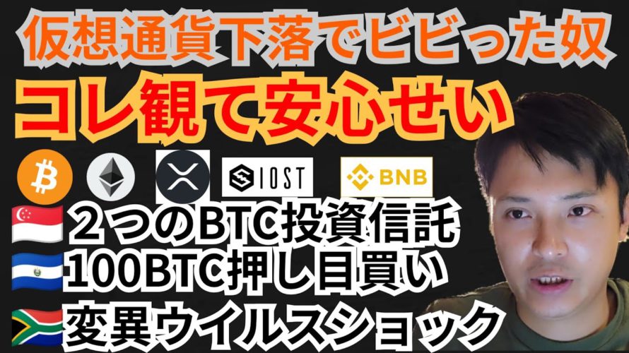 下落でビビった奴、コレ観て安心せい‼️仮想通貨ニュース+BTC ETH XRP IOST BNBチャート分析💹変異ウイルス🇿🇦エルサルバドル押し目買い🇸🇻ビットコイン投資信託🇸🇬