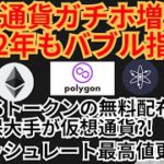 ガチホ増加⁉️2022年もバブル指標💹仮想通貨ニュース+BTC ETH MATIC ATOM チャート分析💹SOS, Open Sea, 東京海上, ハッシュレート