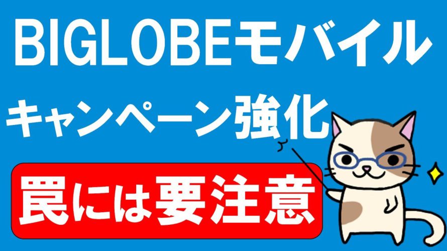 【格安SIM】BIGLOBEモバイルキャンペーン強化!解約後に料金発生!?お得ですが注意点も多いので気を付けてください。