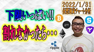 【仮想通貨 ビットコインBTC & アルトコイン 分析】チャネル下弦いっぱい!!割れなかったら・・・