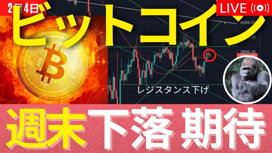 ビットコインはレジスタンスで綺麗に反転下落。週末から落ちるか？　 #BTC #ETH #仮想通貨