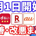 4月1日から始まる改善・改悪内容《au、楽天、PayPay、d払い、クレジットカード》／3月31日のお得情報まとめ／3月31日に終了・4月1日に開始するキャンペーンを確認
